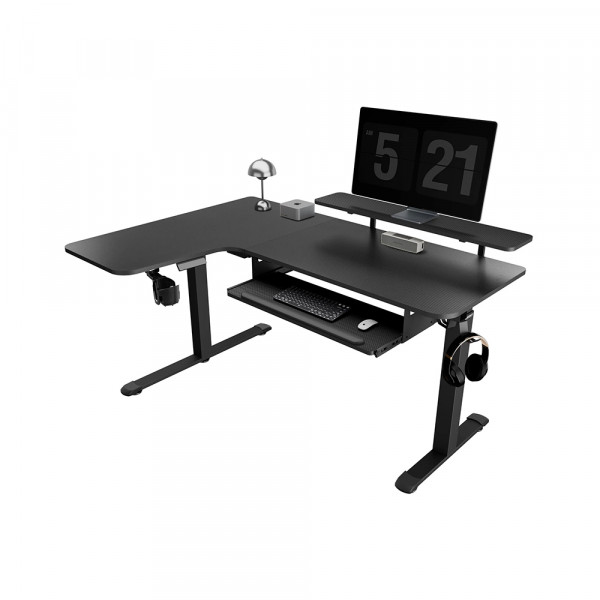 Eureka Ergonomic L60 PRO L Shaped Standing Desk with Accessories Set Black, Left  